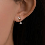 Tiny Neuron Cell 16G Internally Threaded Flat Back Earrings in Sterling Silver