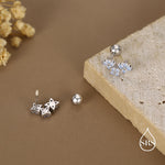 Opal Colour CZ Hydrangea Bouquet 18G Screw Back Earrings in Sterling Silver, Silver, Gold or Rose Gold, Flower Earrings