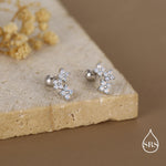 Opal Colour CZ Hydrangea Bouquet 18G Screw Back Earrings in Sterling Silver, Silver, Gold or Rose Gold, Flower Earrings