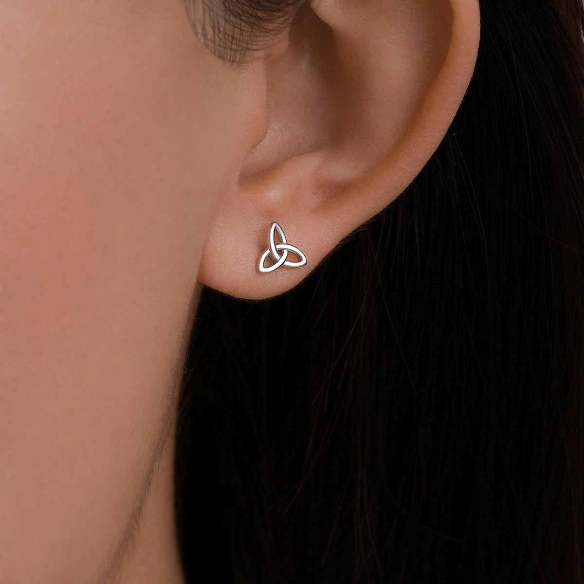 Sterling Silver Trinity Knot 18g Ball Back Screw Back Earrings