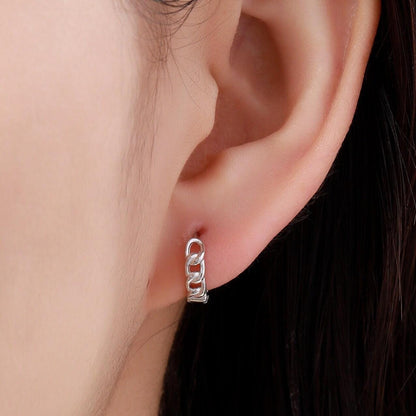 Chain Huggie Hoops in Sterling Silver, Silver or Gold, Available in 6mm, 7mm, 8mm, cartilage hoops, 6mm chain hoops