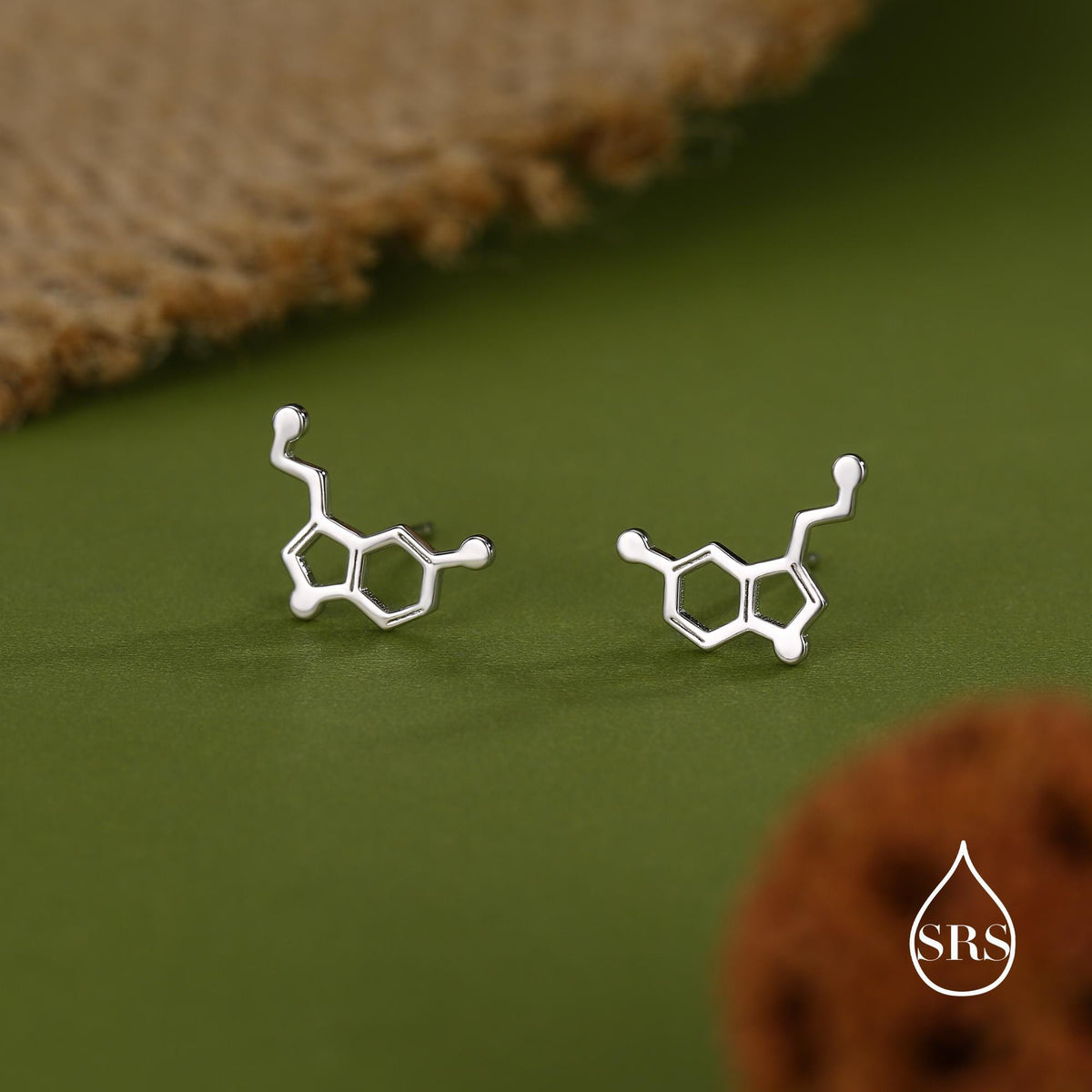 Happiness Molecules Serotonin Stud Earrings in Sterling Silver