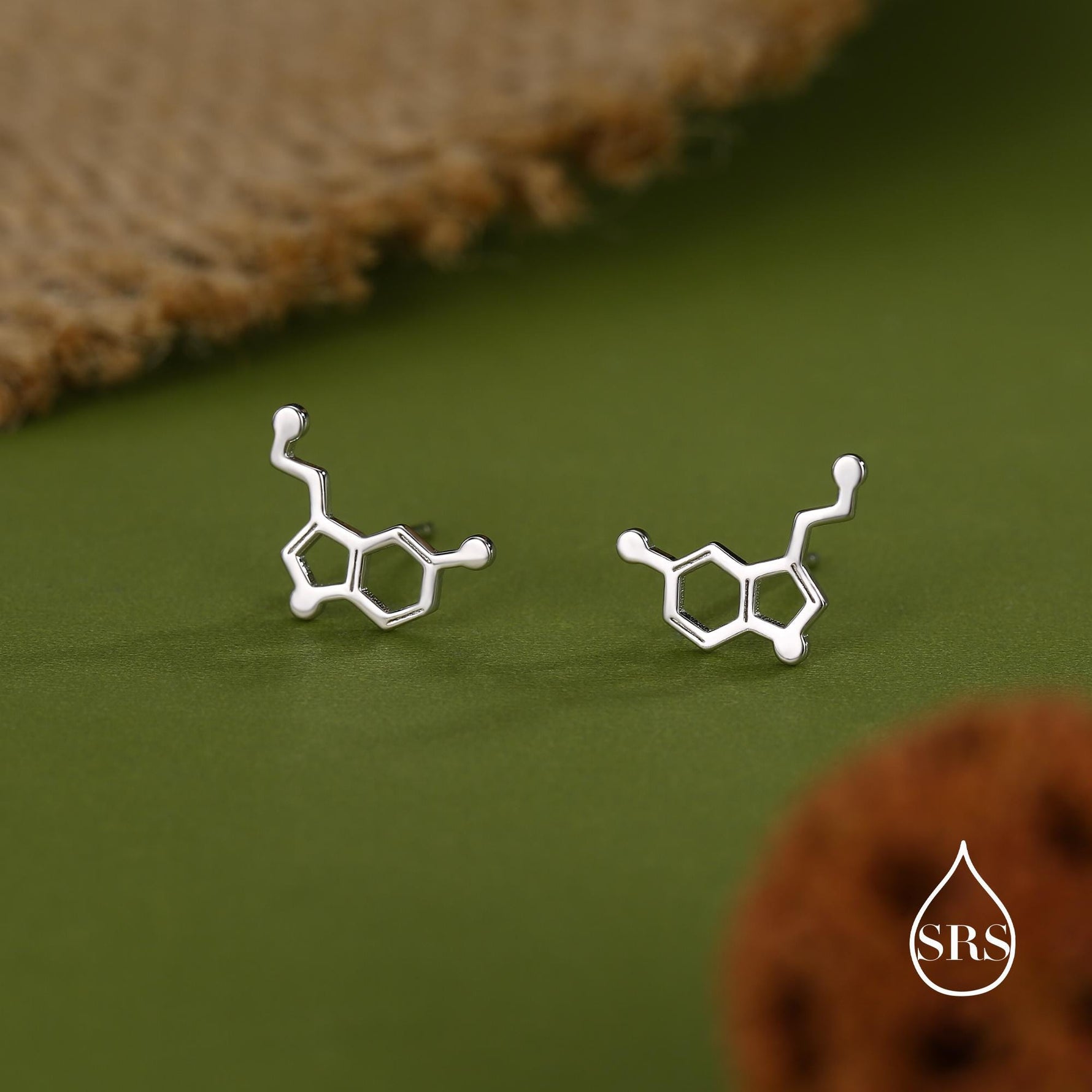 Happiness Molecules Serotonin Stud Earrings in Sterling Silver