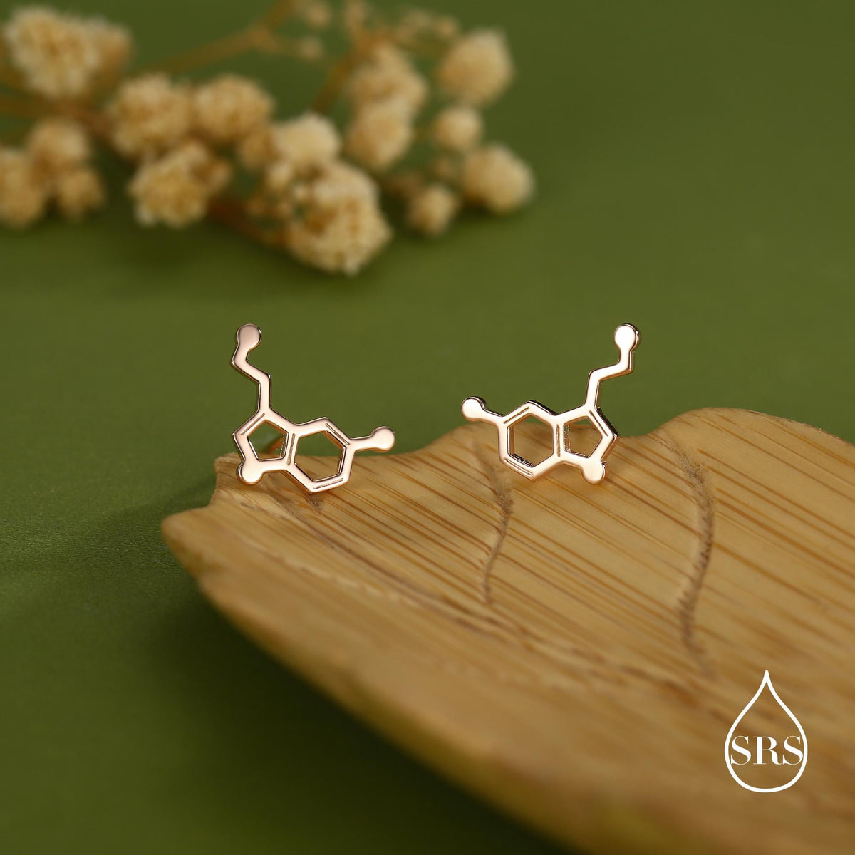 Sterling Silver Serotonin Molecule 16G Flat Back Labret Earrings