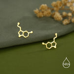 Sterling Silver Serotonin Molecule 16G Flat Back Labret Earrings