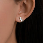 Cute Pigeon Bird Stud Earrings in Sterling Silver