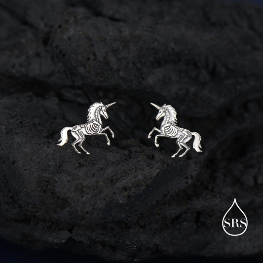 Oxidised Sterling Silver Unicorn Fossil Stud Earrings