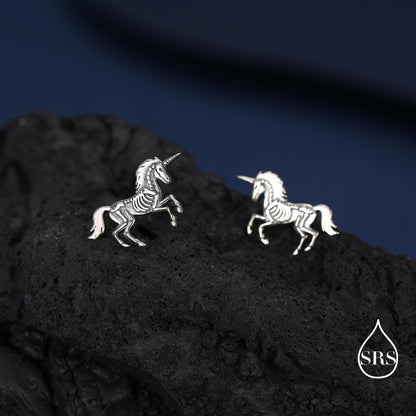 Oxidised Sterling Silver Unicorn Fossil Stud Earrings