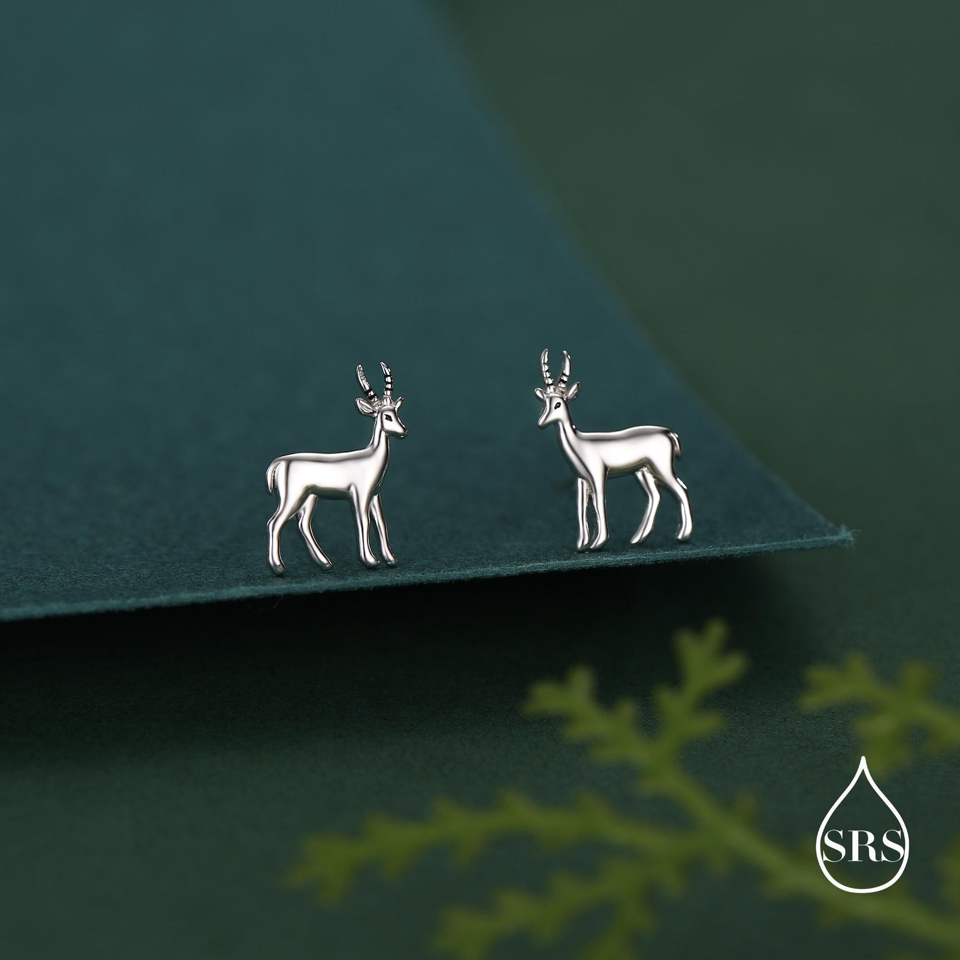 Sterling Silver Antelope / Deer / Gazelle Stud Earrings