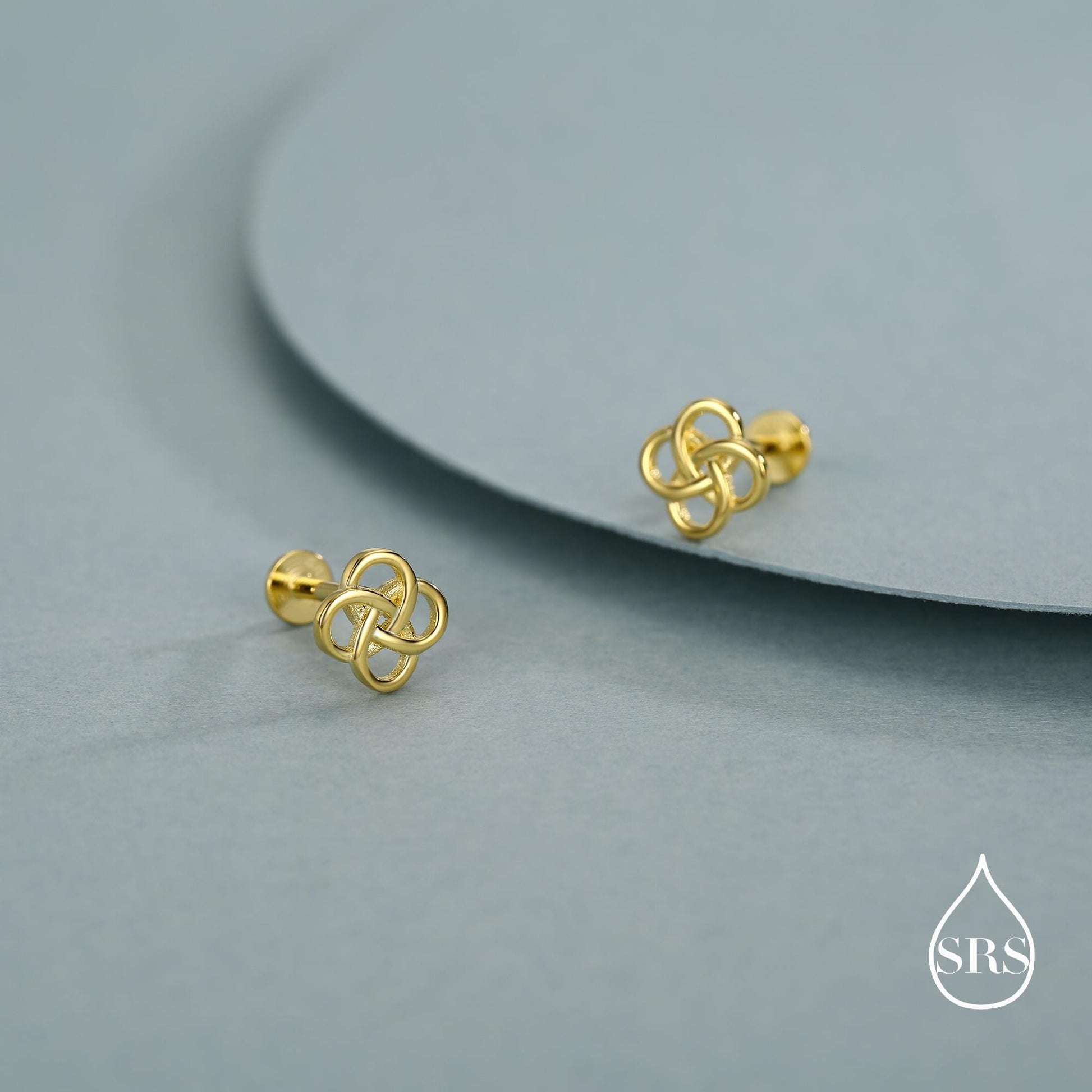Sterling Silver Celtic Knot 16g Flat Back Stud Earrings UK