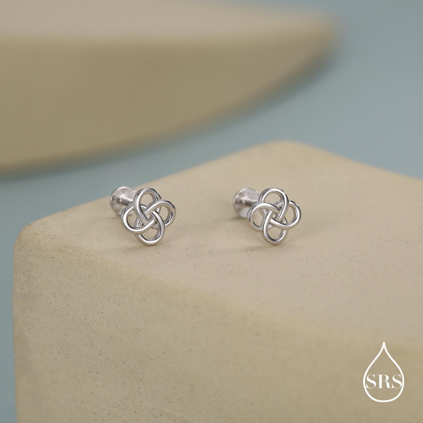 Sterling Silver Celtic Knot 16g Flat Back Stud Earrings UK