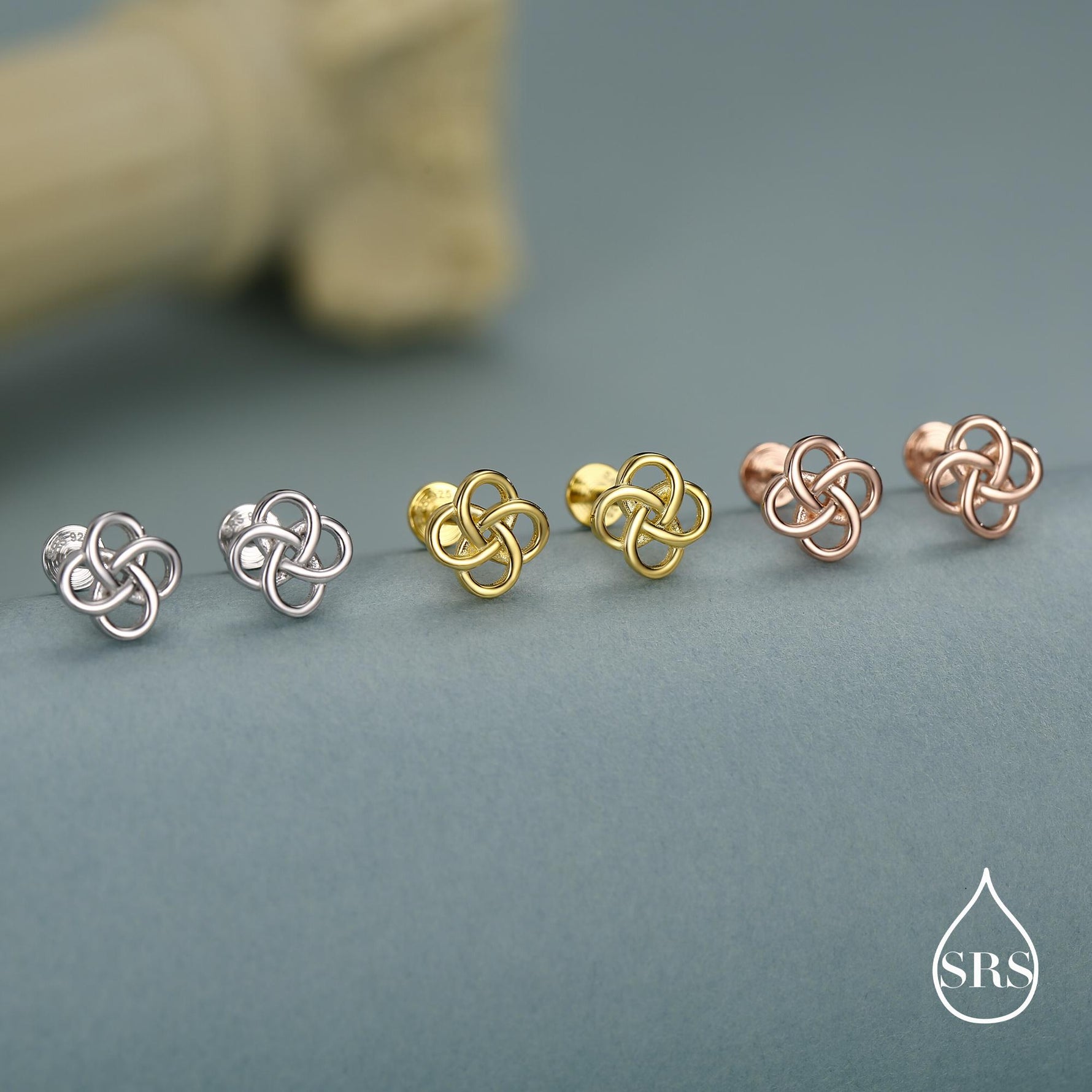 Sterling Silver Celtic Knot 16g Flat Back Stud Earrings UK