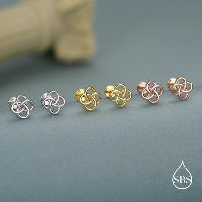 Sterling Silver Celtic Knot 16g Flat Back Stud Earrings UK