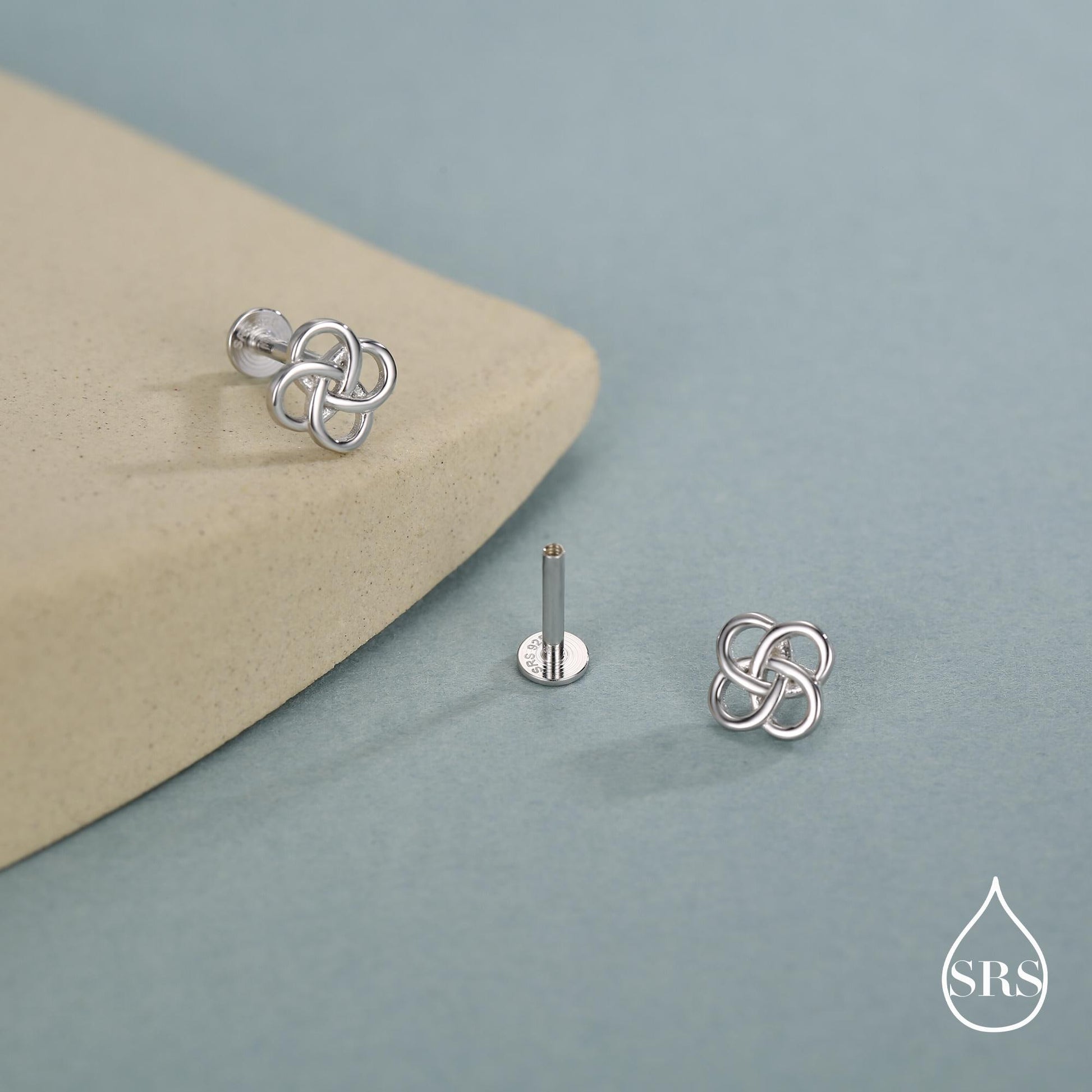Sterling Silver Celtic Knot 16g Flat Back Stud Earrings UK