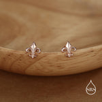 Sterling Silver Fleur de Lis 16G Threaded Flat Back Earrings