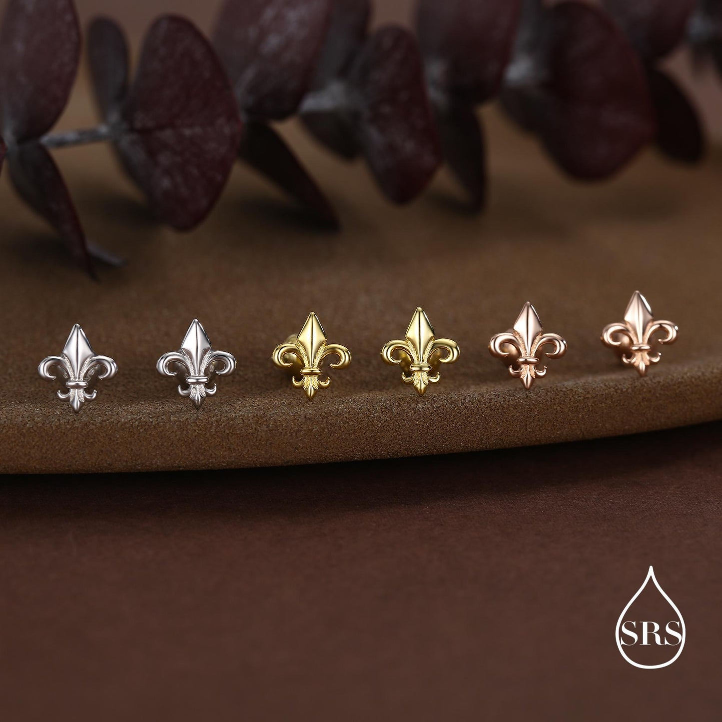 Sterling Silver Fleur de Lis 16G Threaded Flat Back Earrings