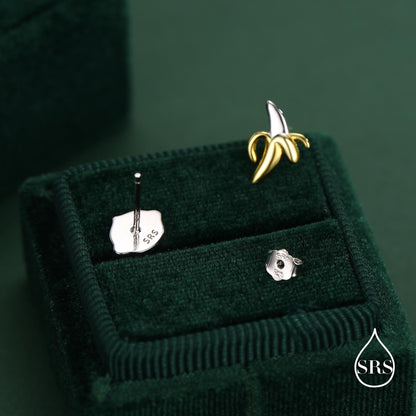 Sterling Silver Monkey and Banana Mismatched Stud Earrings