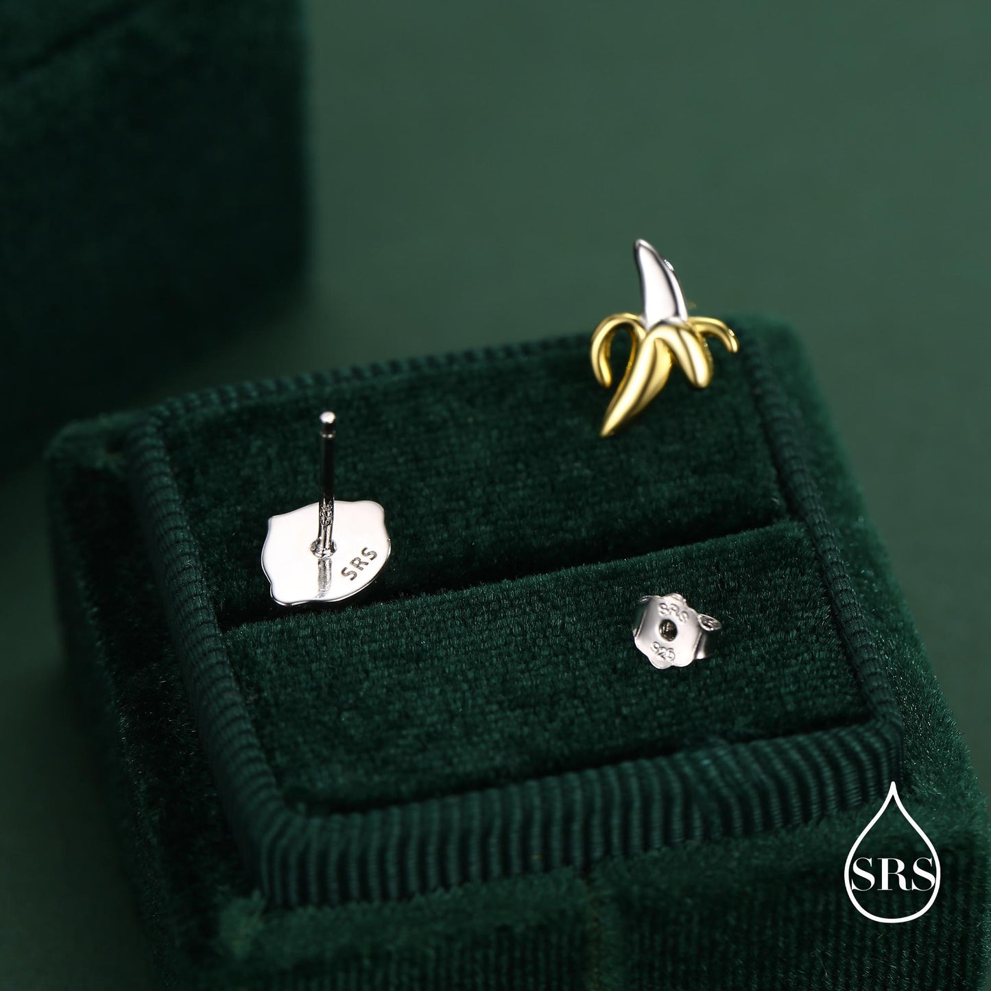 Sterling Silver Monkey and Banana Mismatched Stud Earrings