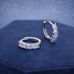 Princess Cut CZ Huggie Hoop in Sterling Silver, Silver or Gold, Minimalist Simple Hoop Earrings