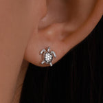 Sterling Silver Turtle Screw Back Earrings