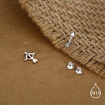 Mismatched Bow and Arrow Stud Earrings in Sterling Silver, Silver or Gold or Rose Gold, Asymmetric Bow and Arrow Earrings