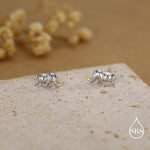 Rhino Stud Earrings in Sterling Silver, Rhinoceros Stud, Safari Earrings, Africa, Nature Inspired, Two Tone Earrings