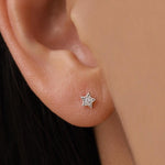 Tiny CZ Star Stud Earrings in Sterling Silver, Silver or Gold, Crystal Star Earrings, Stacking Earrings