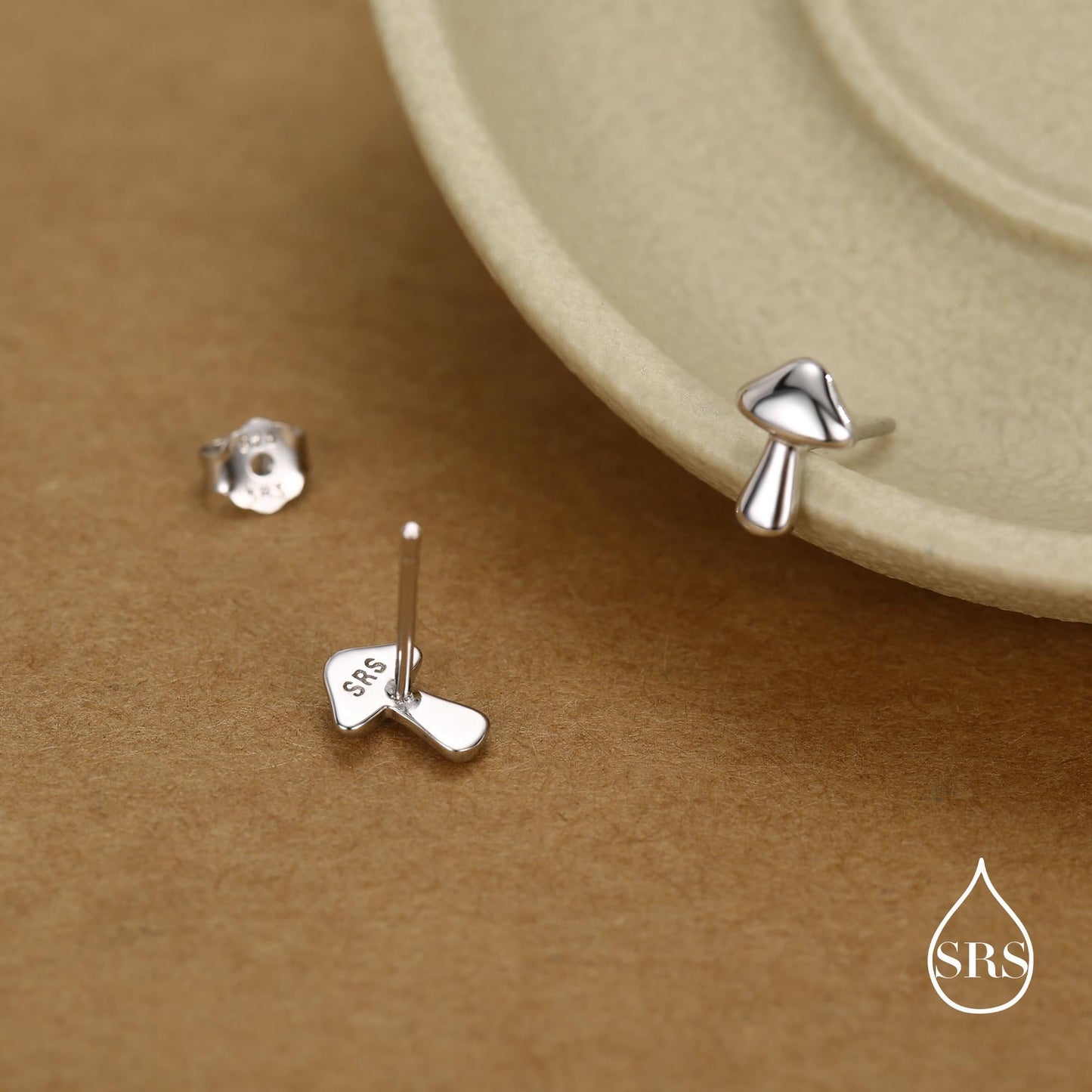 Sterling Silver Tiny Mushroom Stud Earrings