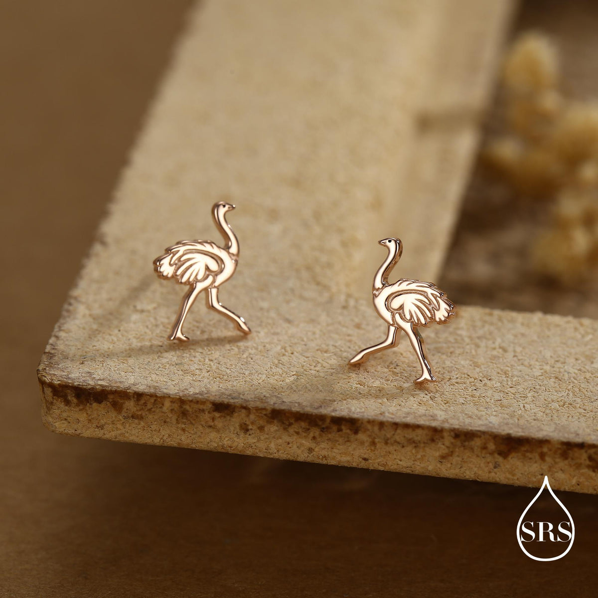 Sterling Silver Ostrich Stud Earrings