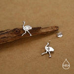 Sterling Silver Ostrich Stud Earrings