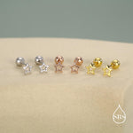 Tiny Open Star Screw Back Earrings in Sterling Silver
