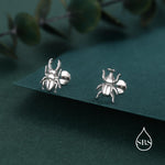 Sterling Silver Mismatched Beetle 16g Flat Back Stud Earrings