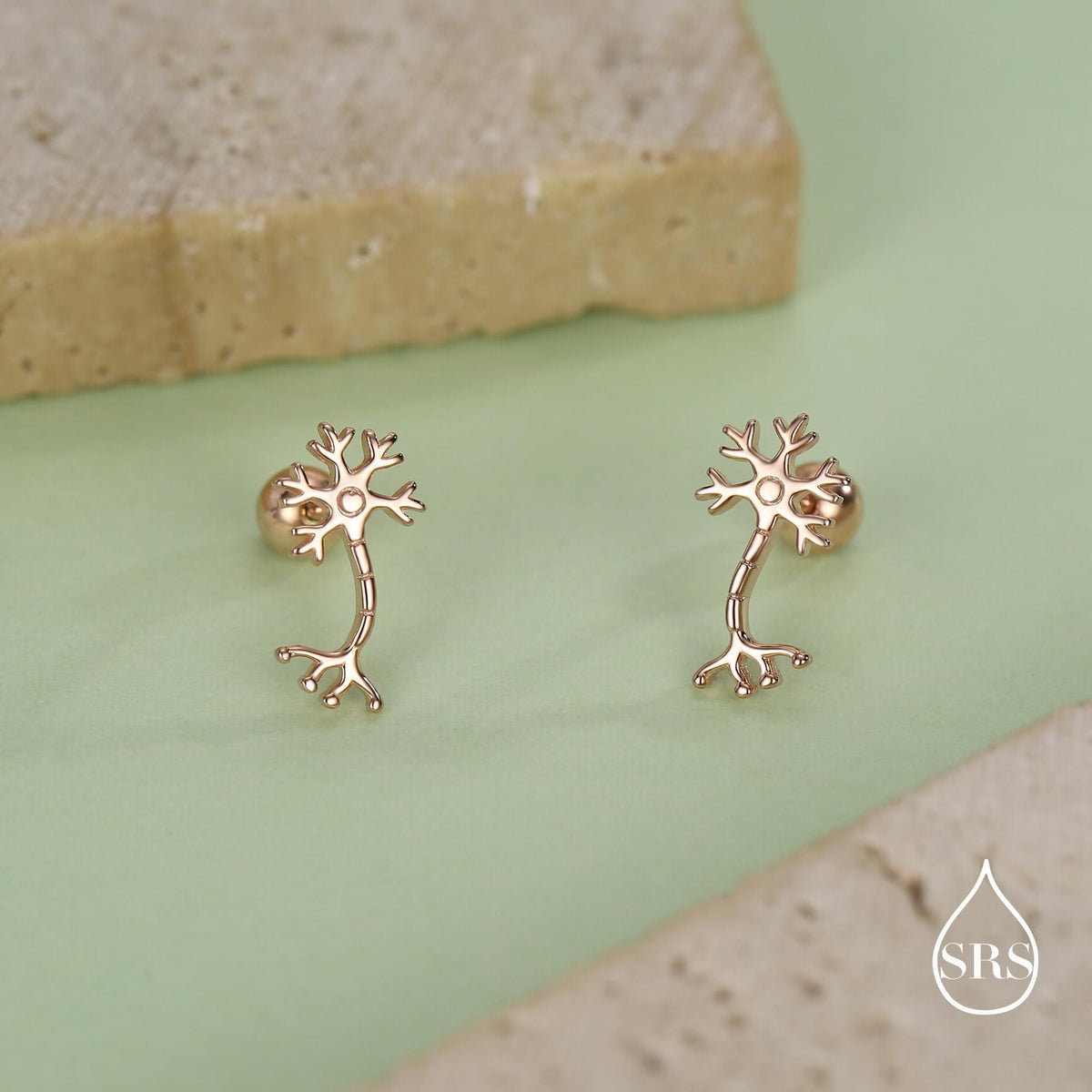 Sterling Silver Neuron 18G Screw Back Stud Earrings