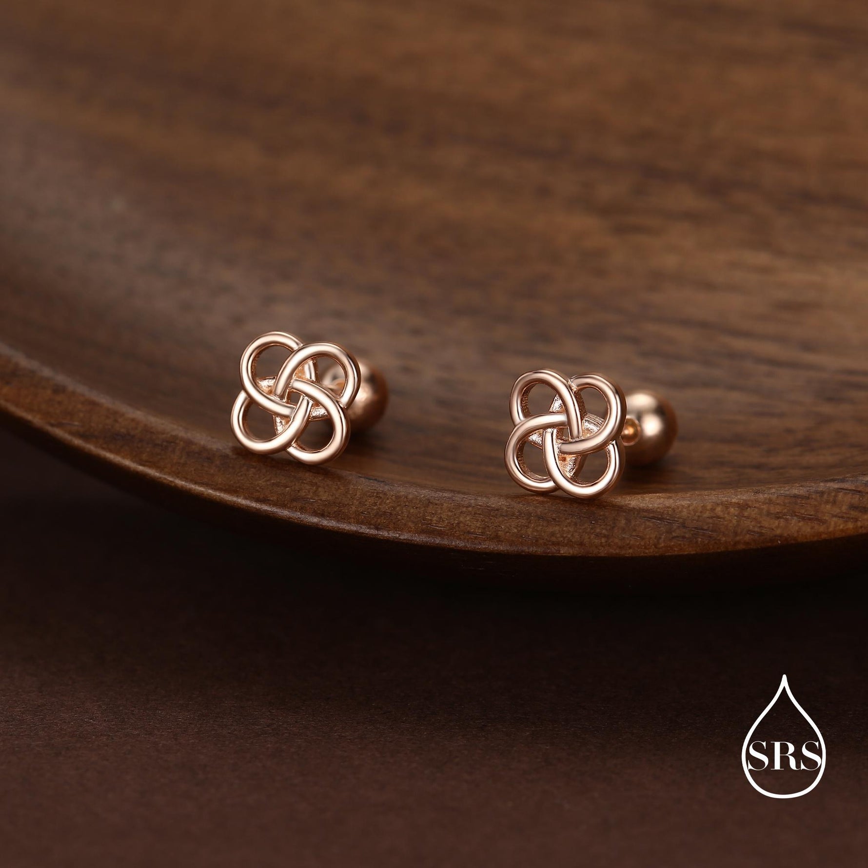 Sterling Silver Celtic Knot 18g Screw Back Stud Earrings UK
