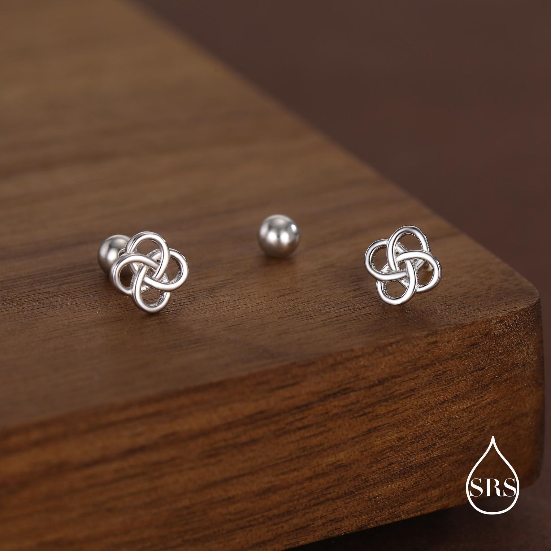 Sterling Silver Celtic Knot 18g Screw Back Stud Earrings UK
