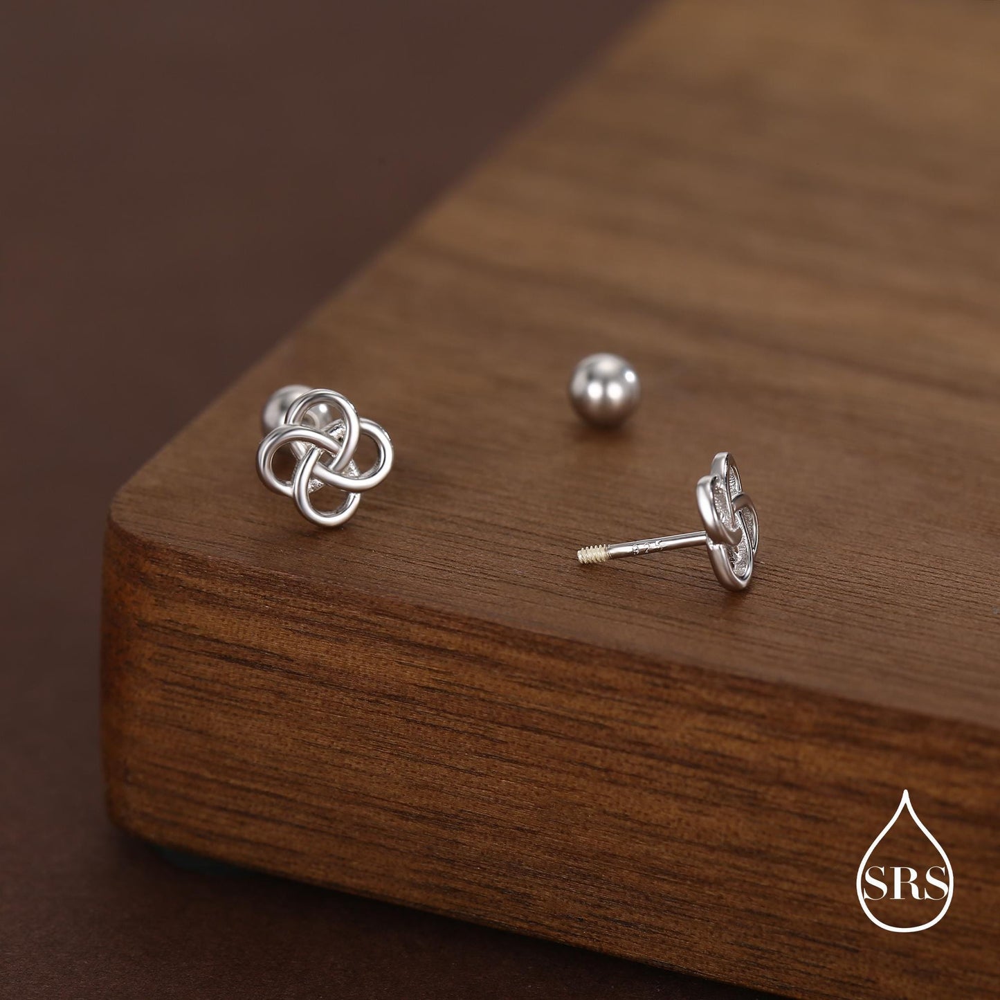 Sterling Silver Celtic Knot 18g Screw Back Stud Earrings UK