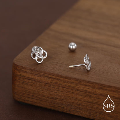 Sterling Silver Celtic Knot 18g Screw Back Stud Earrings UK