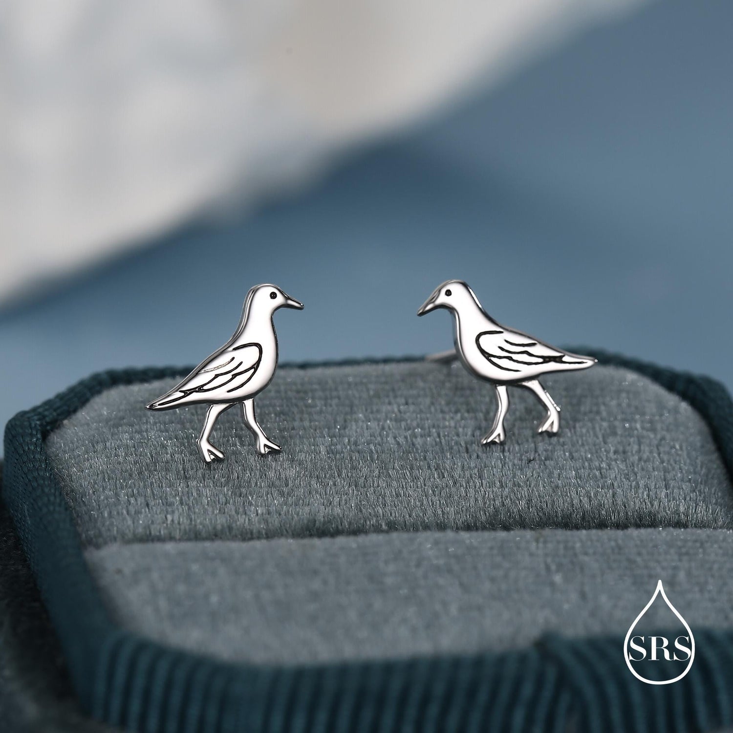 Sterling Silver Seagull Bird Stud Earrings