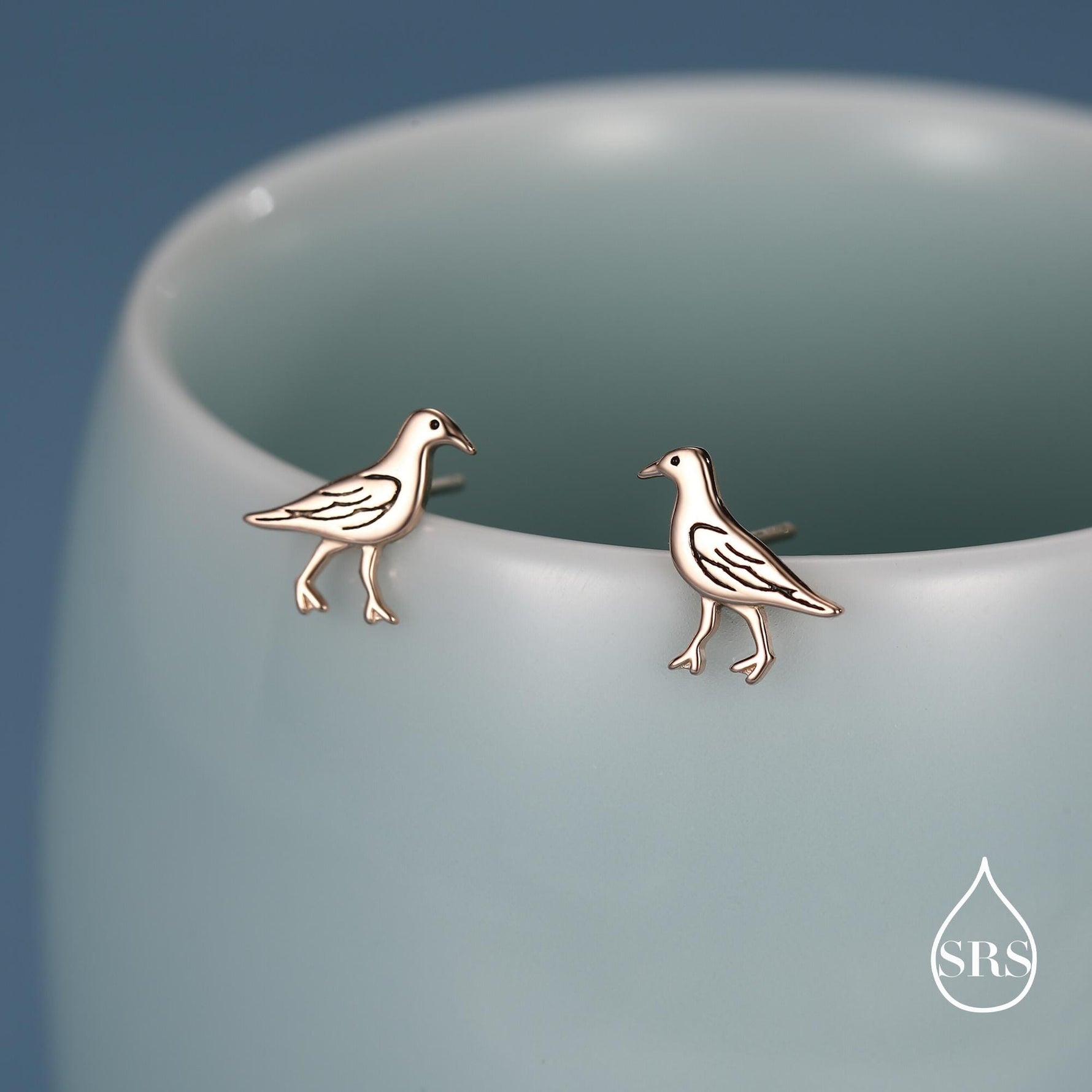 Sterling Silver Seagull Bird Stud Earrings
