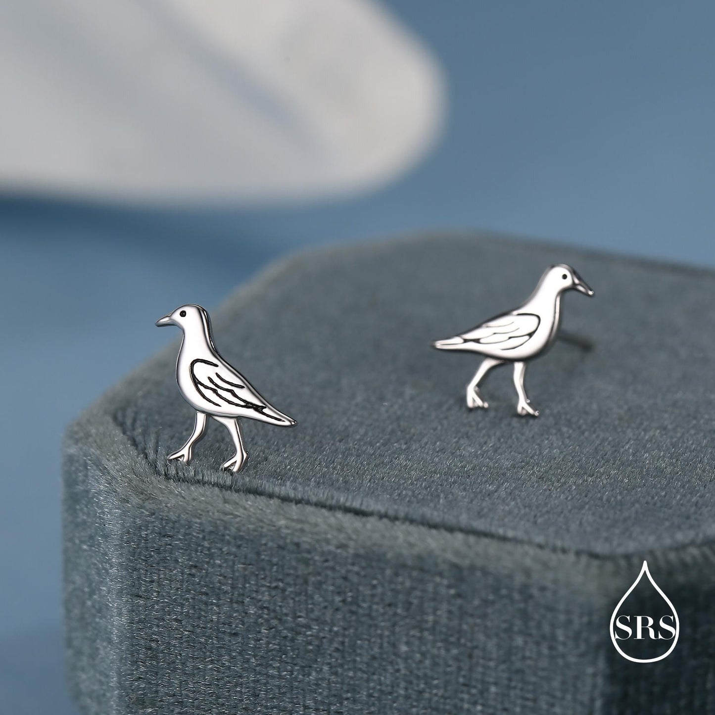 Sterling Silver Seagull Bird Stud Earrings