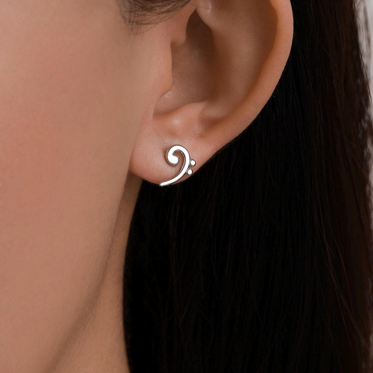 Sterling Silver Treble & Bass Clef Mismatched Stud Earrings, Asymmetric Music Earrings, Melody Earrings