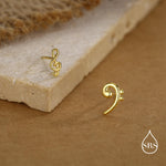 Sterling Silver Treble & Bass Clef Mismatched Stud Earrings, Asymmetric Music Earrings, Melody Earrings