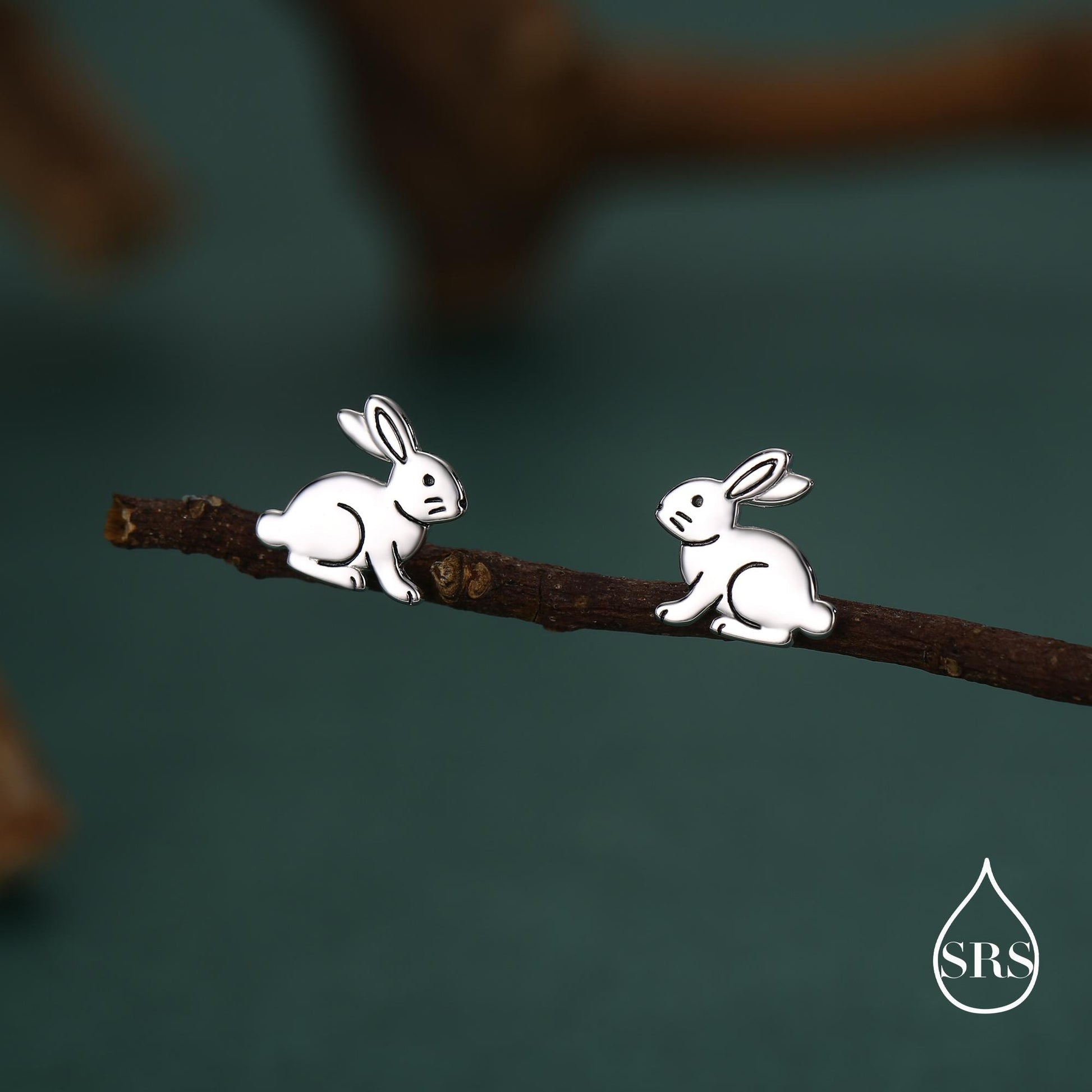 Sterling Silver Rabbit Stud Earrings