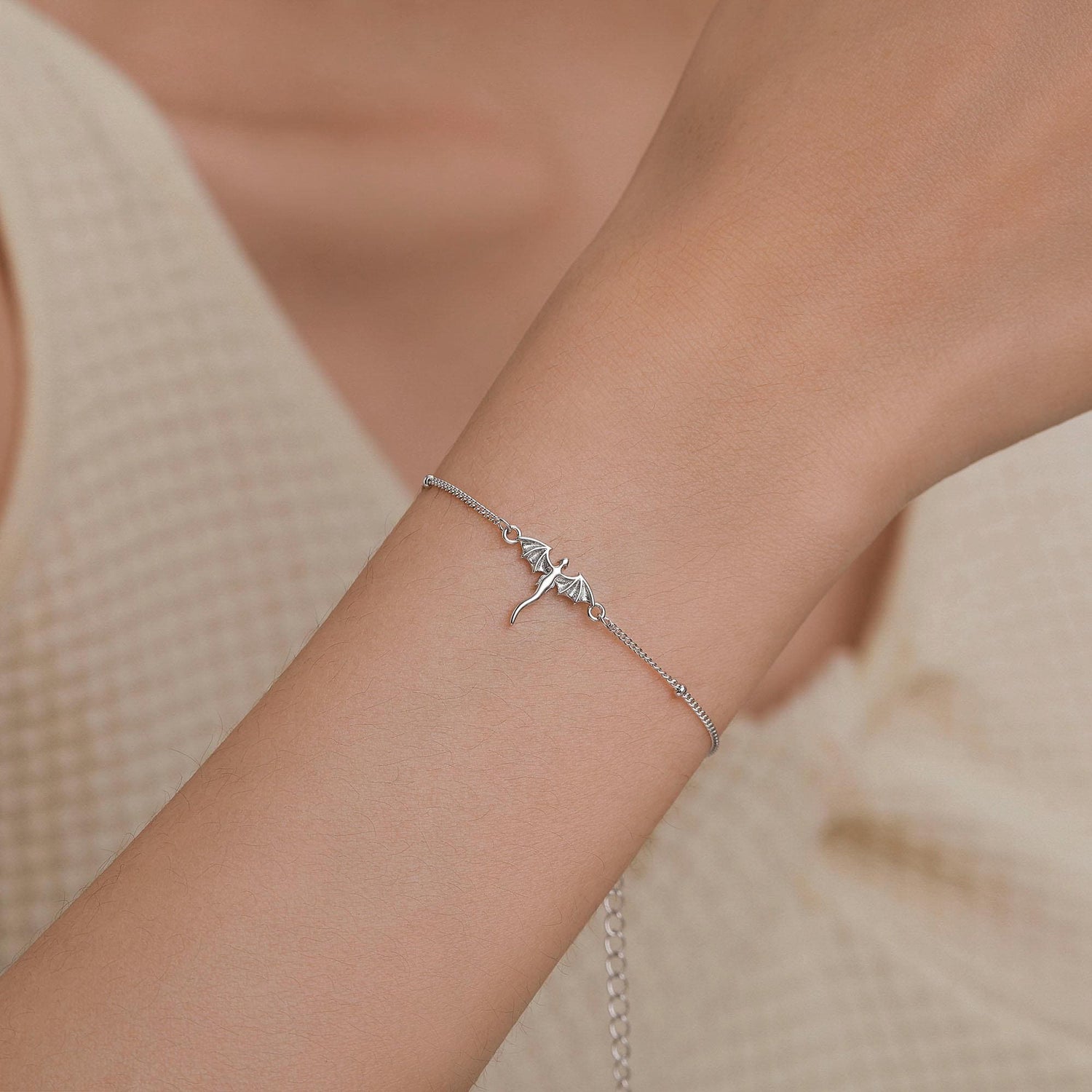 Sterling Silver Dragon Charm Bracelet