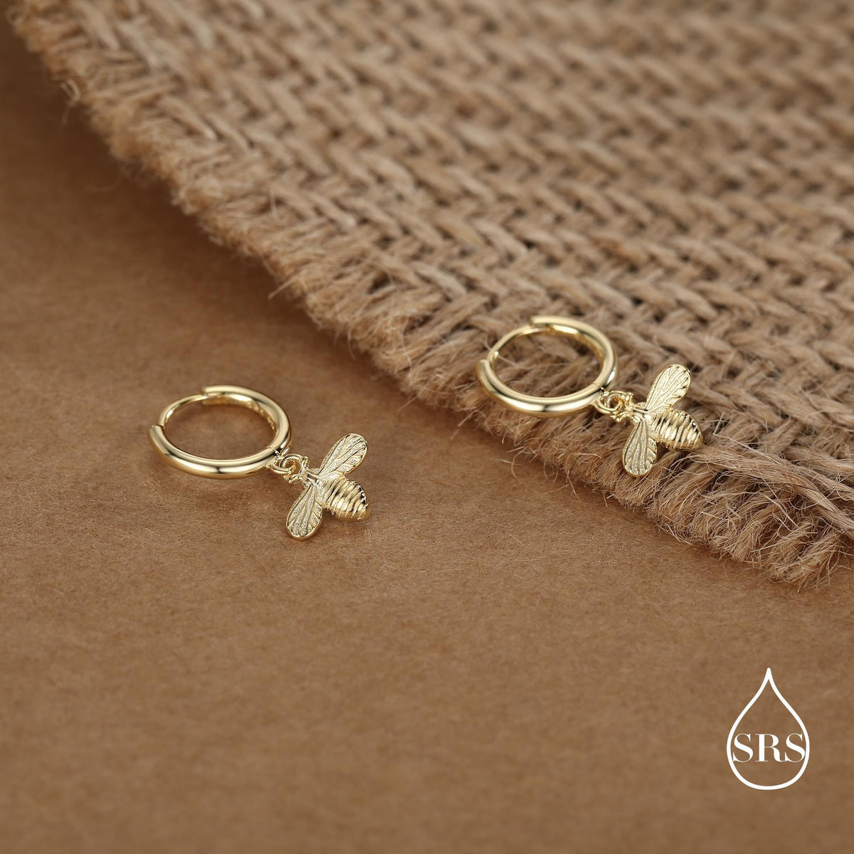 Dainty Sterling Silver Bumble Bee Huggie Hoops, Silver, Gold or Rose Gold, Honey Bee Hoop Earrings,