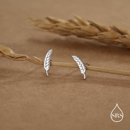Wheat Stud Earrings in Sterling Silver, Silver or Gold, Nature Inspired, Botanical Earrings