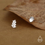 Mismatched Oak Leaf and Acorn Stud Earrings in Sterling Silver, in Silver or Gold, Nature Inspired Earrings, Asymmetric Leaf Earrings