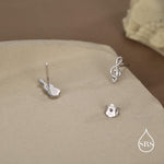 Mismatched Violin and Music Note Stud Earrings in Sterling Silver, Asymmetric Violin and Music Earrings
