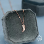 Tiny and Delicate Angel Wing Pendant Necklace in Sterling Silver with a Satellite Chain, Bird Necklace, Silver or Gold or Rose Gold