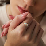 Sterling Silver Daffodil Flower Ring, Adjustable Size, Daffodil Ring ring, Silver and Gold Flower Ring, Dainty and Delicate